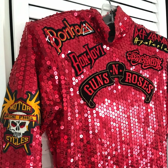 80’s sequined dress with 80’s band patches - Picture 2 of 5